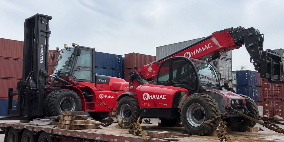 HAMAC FD60‑RT Rough Terrain Forklift and HT4014 Telehandler Delivered to a Construction Site