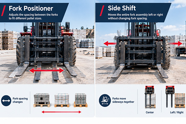 Rough Terrain Forklift Attachments: Fork Positioner & Side Shift | HAMAC