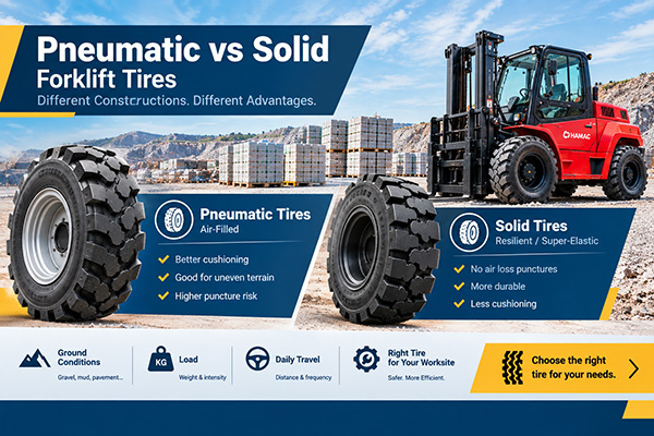 How to Choose Tires for a Rough Terrain Forklift: Pneumatic, Solid and Off-Road Patterns