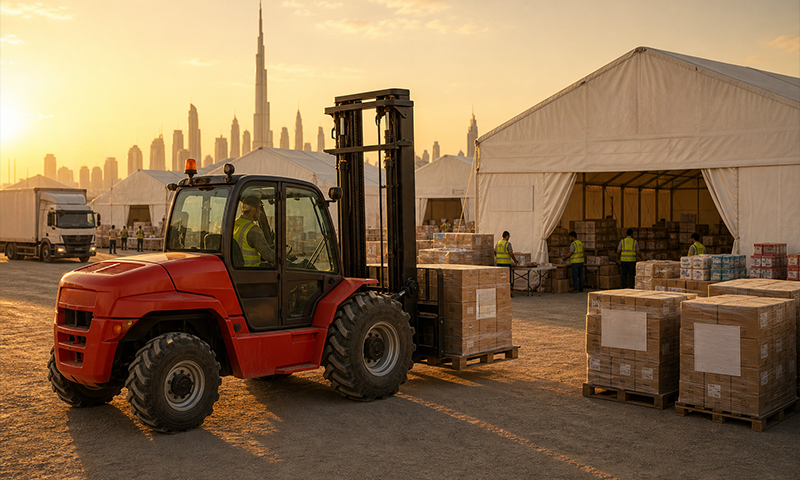 High‑Mast RT35 Forklift for Relief Warehousing