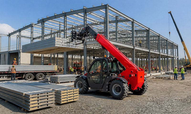 Telehandler for Steel Structure Roof Installation