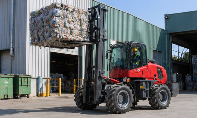 Rough Terrain Forklift for Recycling Plant Bale and Bin Handling