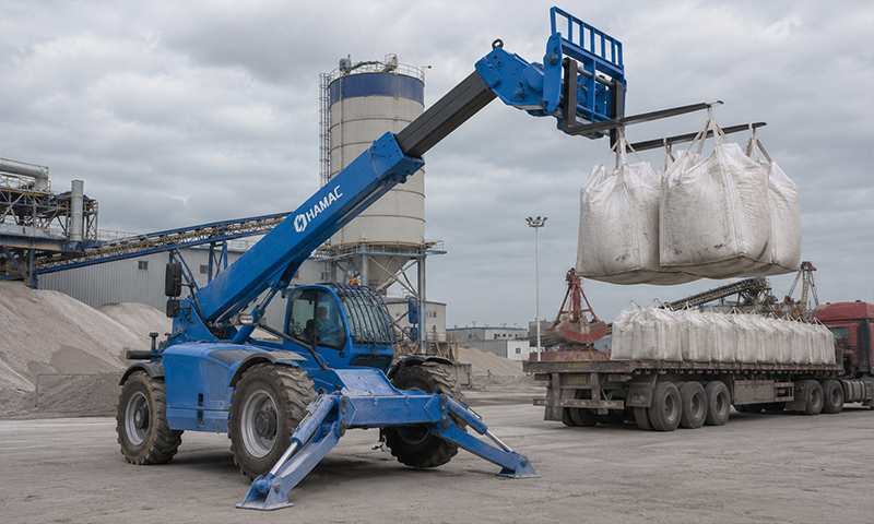 Telehandler for Bulk Material Transfer at Inland Port Terminals