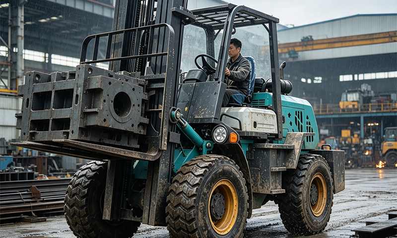 Rough Terrain Forklift for Machinery Manufacturing Yard Material Handling