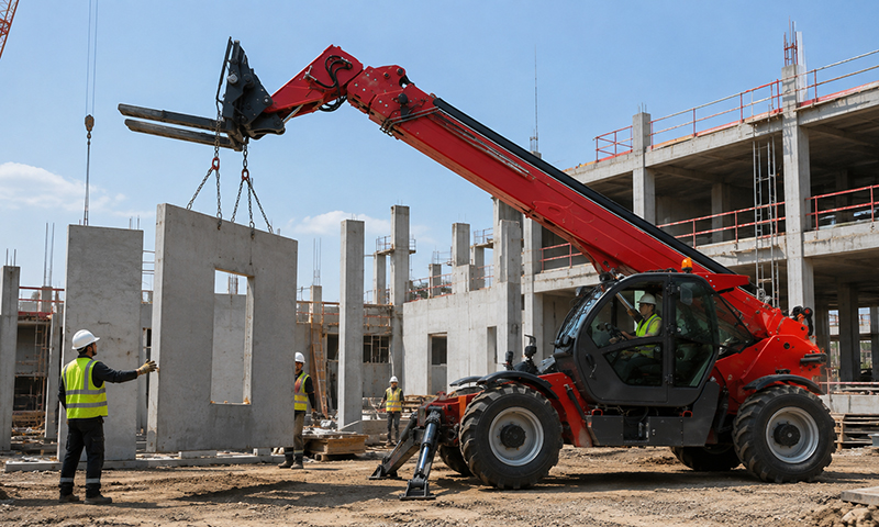Telehandler for Precast Concrete Panel Installation on Multi-Storey Building Projects